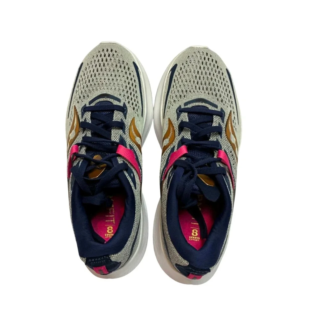 Saucony Ride 15 Running Shoes Womens 7 Grey Blue Pink Excellent S10729-40 PWRRUN